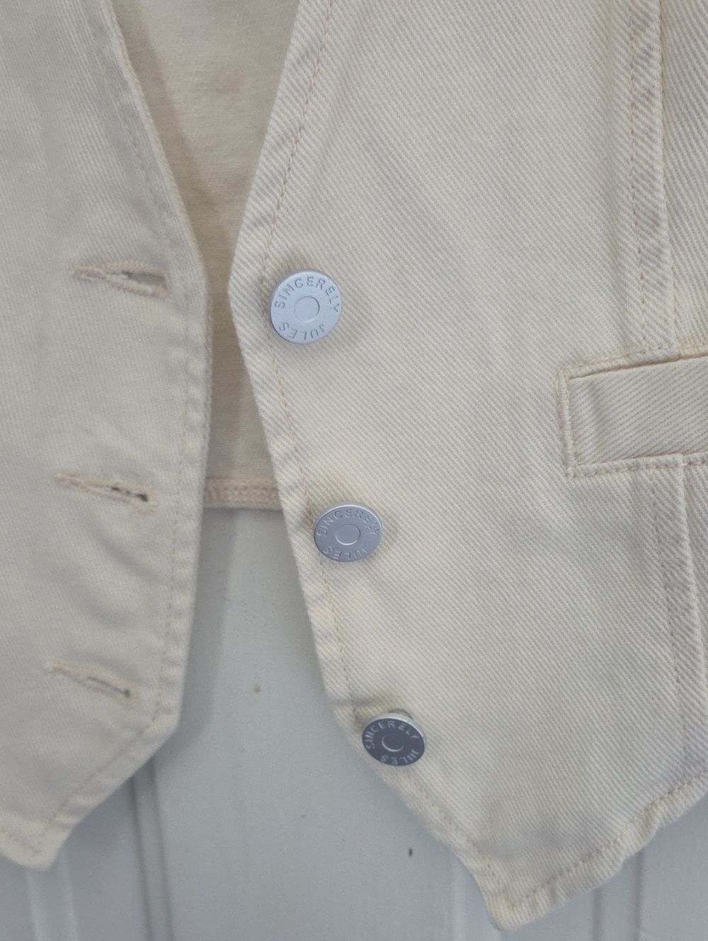 Sincerely Jules Cream Denim Vest - Picture 5 of 7